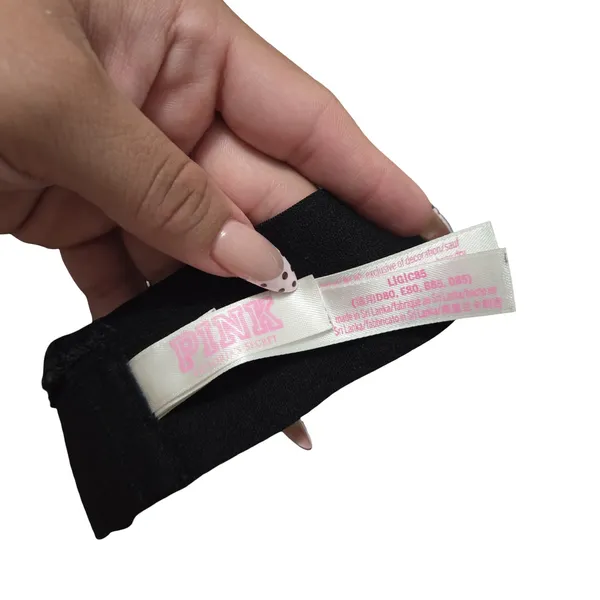 Pink by Victoria's Secret Black Star Bralette Size: L - Image 4