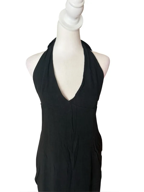 White Fox Black Sun kissed Glow Maxi Dress Halter Linen Blend Womens Large NEW - Image 3