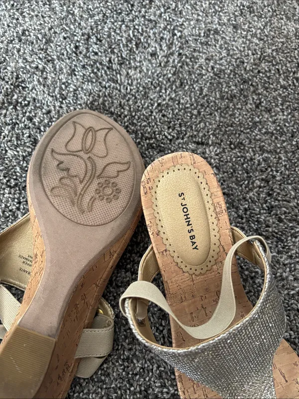 St. John's Bay Metallic Gold Thong Cork Sandals - Image 6