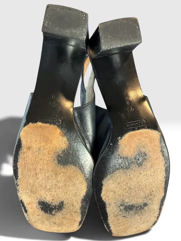 Vintage Coach Nora Black Leather Slingback Block Heels 9.5B Made in Italy - Image 9