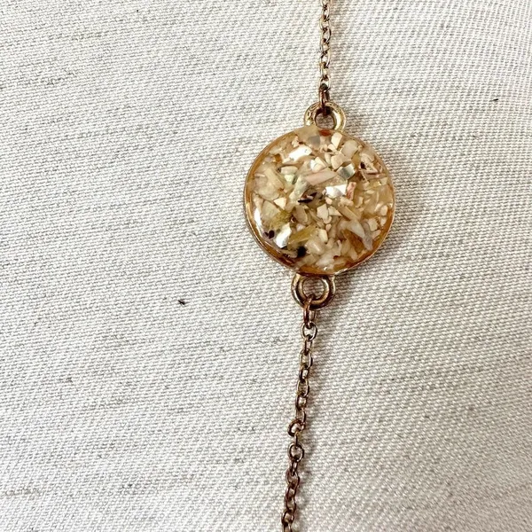 Gold tone yellow circle long chain necklace - Image 3