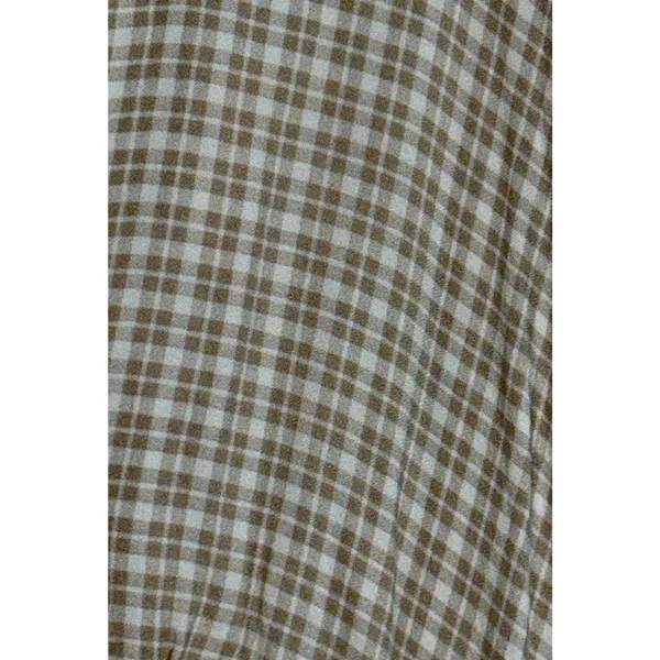 Abercrombie & Fitch Cream Tan Plaid V-Neck Short Sleeve Mini Dress Womens Size L - Image 6