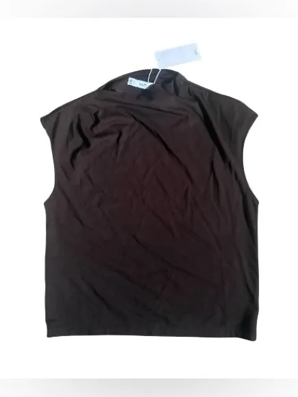 NEW MNG Mango Brown Sleeveless Tank asymmetrical Neck Size Small - Image 2