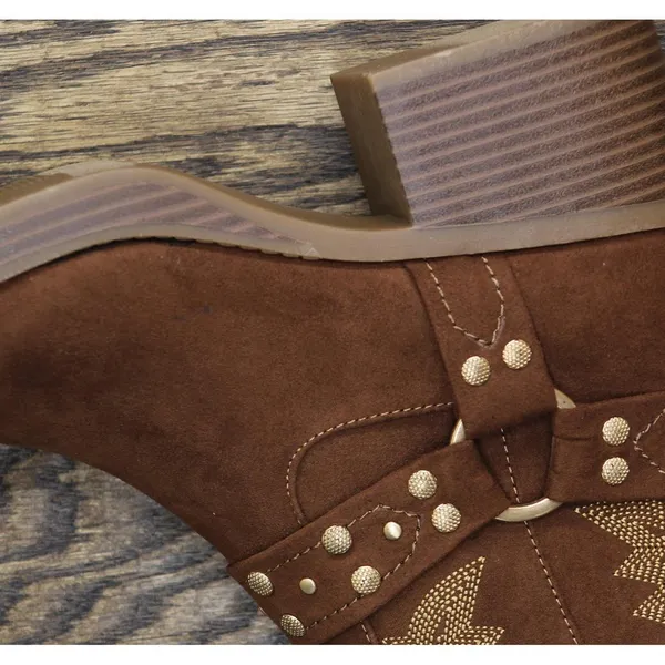 NEW Sun + Stone Womens Norahh Moto Midshaft Booties Russet Microsuede Brown 8M - Image 10