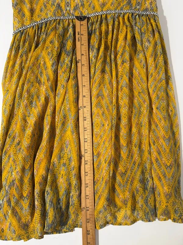 Free People Periscope Yellow Printed Sundress Spaghetti Strap Boho women’s Sz XS - Image 7