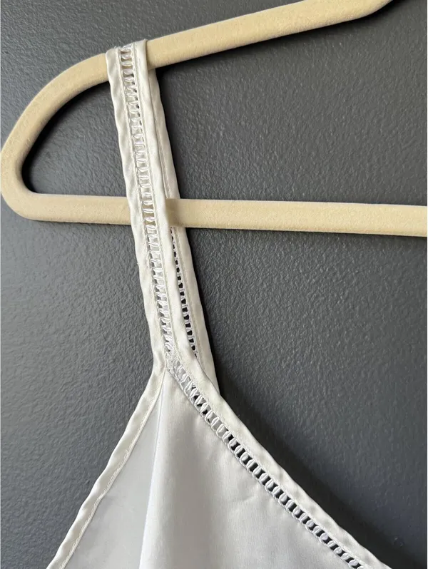 Ivory Satin Lace Trim Slip Dress with Bow Detail - Image 5