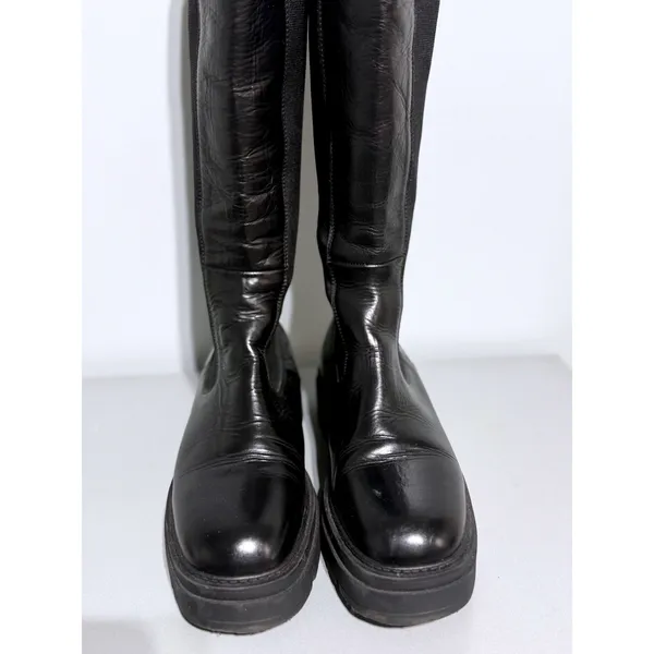 OFFICE London Kody Women's Black Leather Knee High Chelsea Boots EU 40 US 9 - Image 3