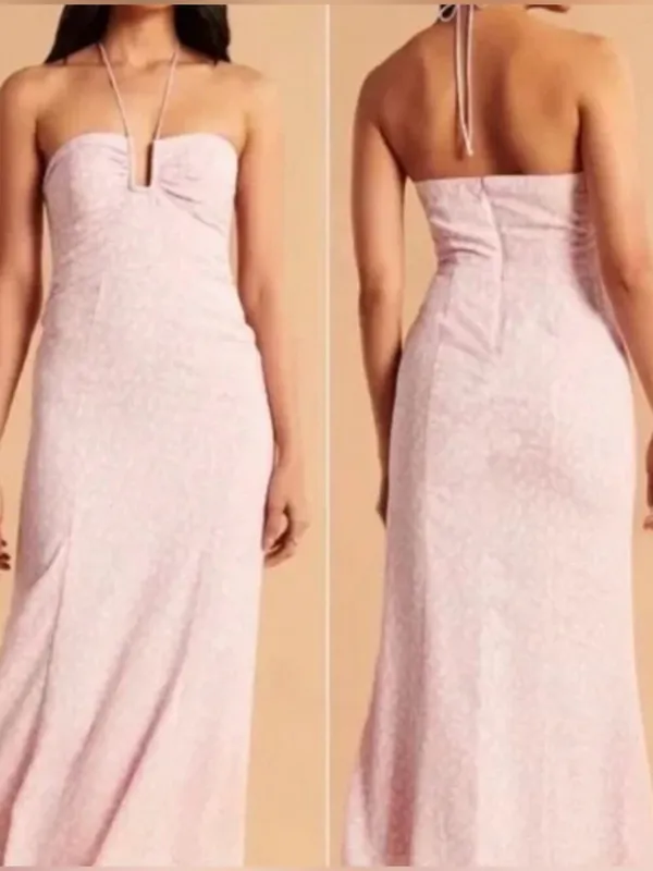 Abercrombie & Fitch Bloggers Favorite Pink Floral‎ Cinched Halter Maxi Dress - Image 2