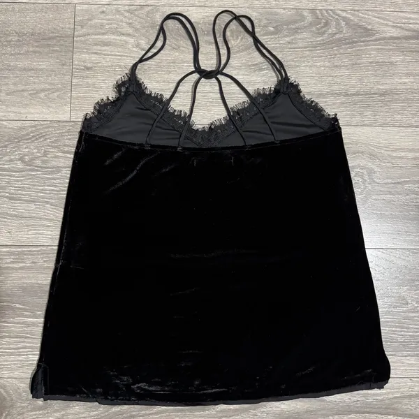 Abercrombie & Fitch Black Y2K Velvet Lace Trim Cami Tank Whimsigoth‎ Top Women S - Image 9