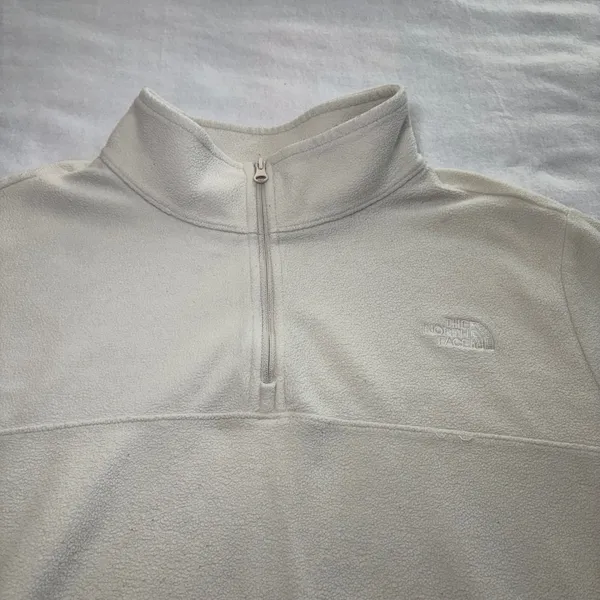 The North Face Womens 100 Glacier 1/4 Zip Fleece Pullover Cream White Large - Image 7