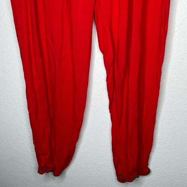 Drawstring Red Christmas Pajama Pants‎ Red Size M - Image 3