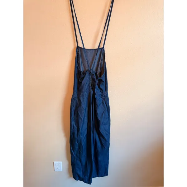 Abercrombie & Fitch Jumpsuit Size 0 Blue Lace Up Back Wide Leg Denim Boho Casual - Image 7