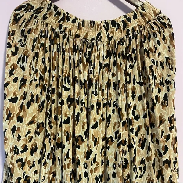 Vintage Maxi Skirt L Cheetah Print Pull On Boho Floral Hippie Rayon - Image 2