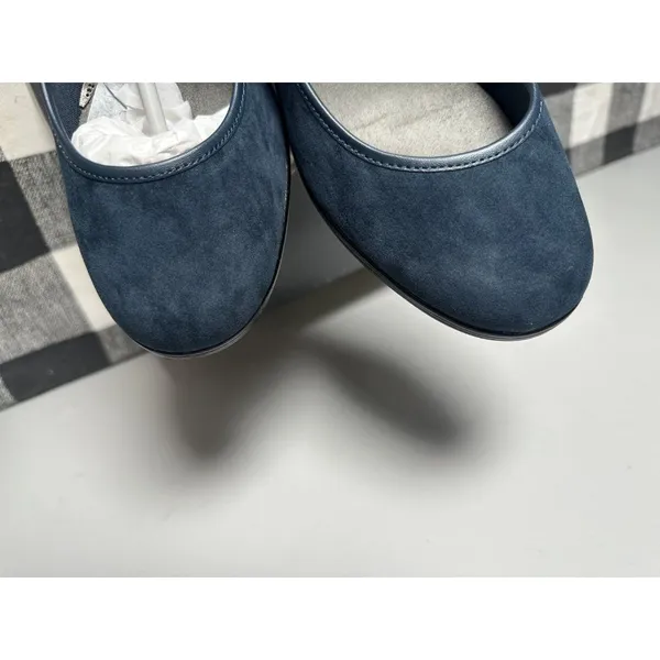 New Size 8 M Kate Ann Leah Mid‎ Wedge Pump Comfort Shoe Pleated Suede Blue - Image 12