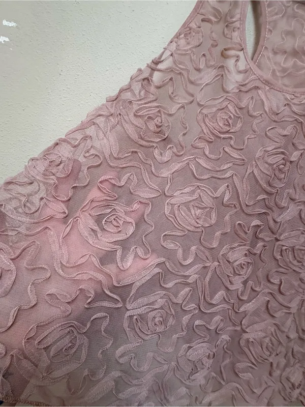 Y2K 3D Rosette Mesh Tank Pink Coquette Fairycore M - Image 4