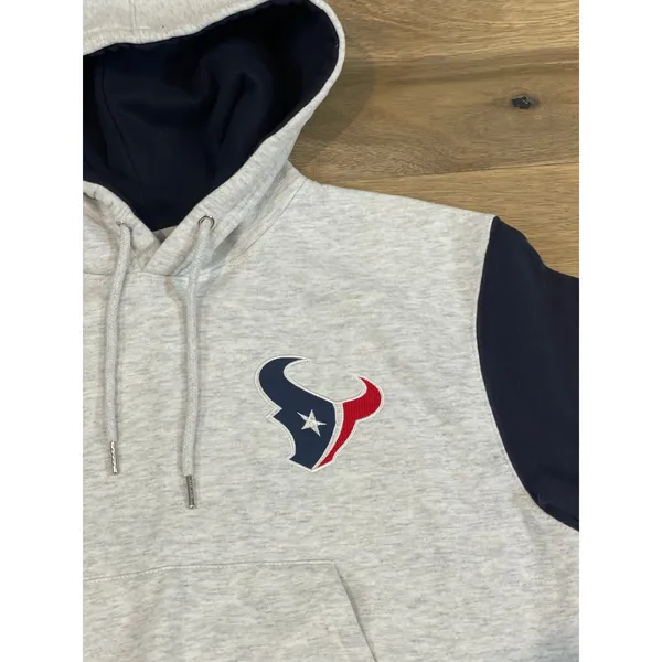 NFL Hoodie Size M Womens Gray Navy Trim Texans Embroidered Logo Cotton - Image 2