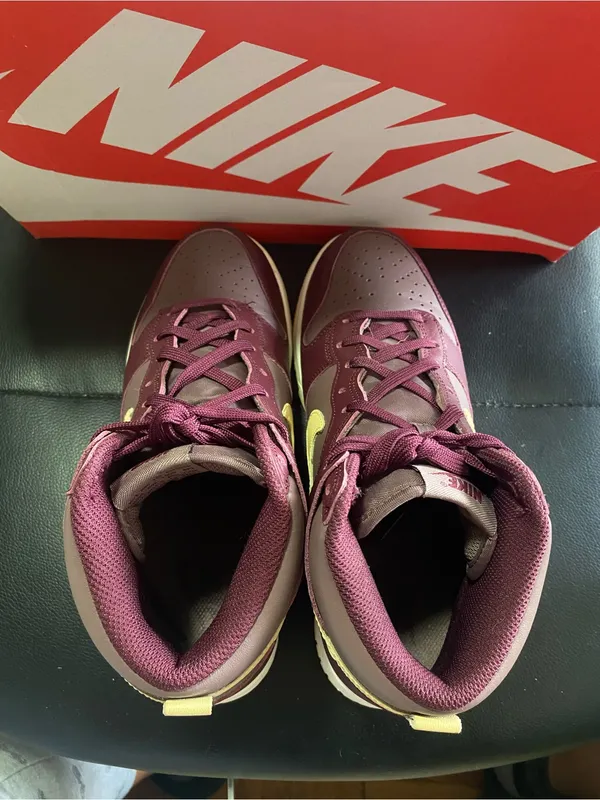 Nike Dunk Plum Eclipse Women’s High-Top Sneakers in Burgundy and Pale Yellow 8.5 - Image 6