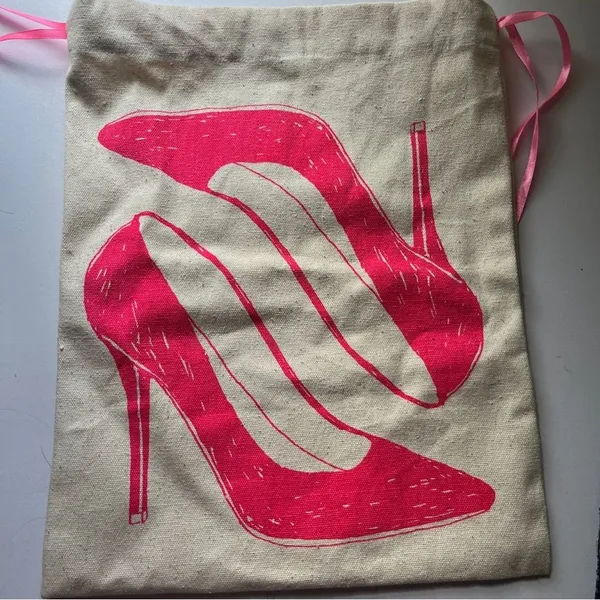 Canvas Stylish Pink Shoe Print Women's Bag - Image 2