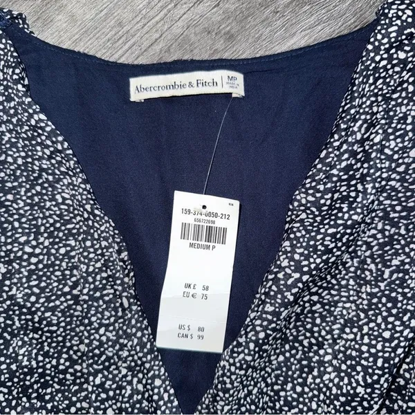 Abercrombie & Fitch Dress Navy White Pebble Long Sleeve NEW - Image 5