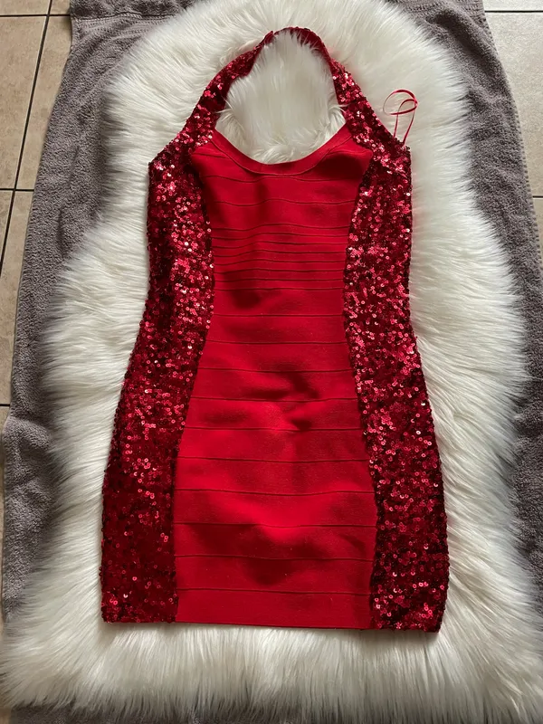 Guess Sequin mirage Bandage Halter Dress - Image 2