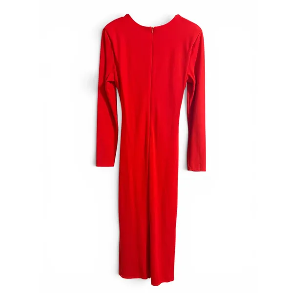 Forever 21 Red Cutout Cowl Neck Long Sleeve Bodycon‎ Midi Dress Womens XL - Image 2