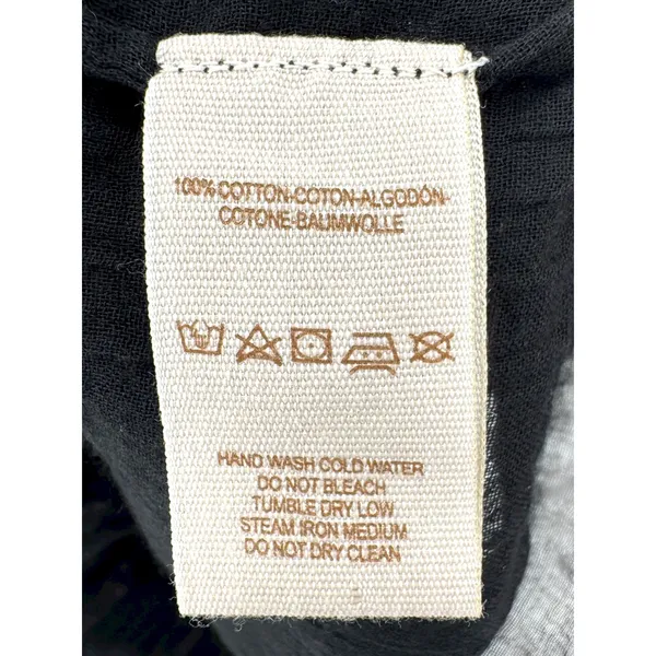 Free People Aztec Beaded Embroidered Bib Dress‎ Black Boho Festival Cotton Sz 4 - Image 6