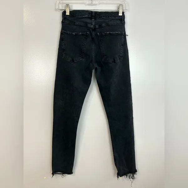AGOLDE Toni Black Mid Rise Ankle Denim Jeans Raw Hems Size 25 - Image 10