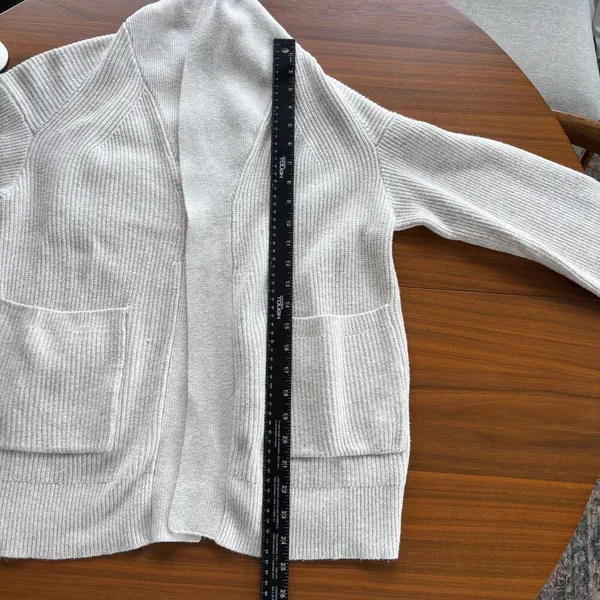 A New Day Target Cream Ribbed Knit Cardigan Long Sleeve Pockets Cotton Small - Image 6
