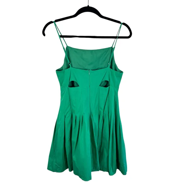 Papermoon NWT Green Cotton Cutout Spaghetti Strap‎ Pleated Mini Dress Size L - Image 2
