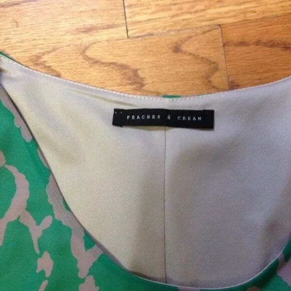 Peaches N Cream Womens Dress‎ Size Small Green Gray Lined Knit Lining Shift - Image 7