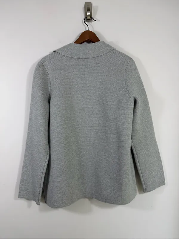 ON 34th Gray Knit Blazer Cardigan Size S Open Front Patch Pocket Jacket - Image 2