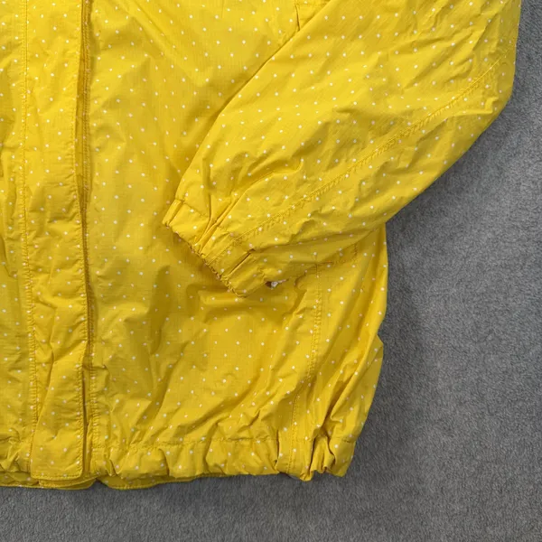 The North Face Women's Small Rain Jacket Hooded Yellow White Polka Dot Full Zip - Image 2