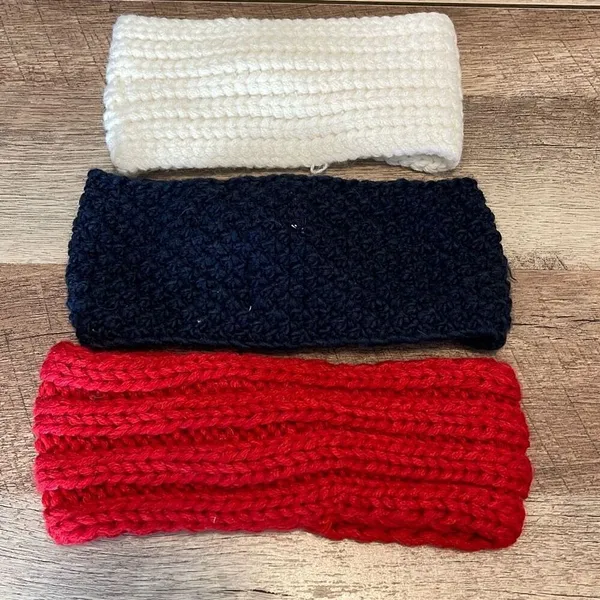 Gap Merona Abercrombie and Fitch‎ Winter Headbands Bundle Red Black Cream Knit - Image 5