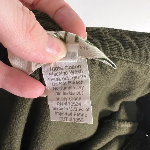 Vintage Orvis Olive Green Corduroy Wrap Midi Skirt Womens 14 Cotton Made‎ in USA - Image 7