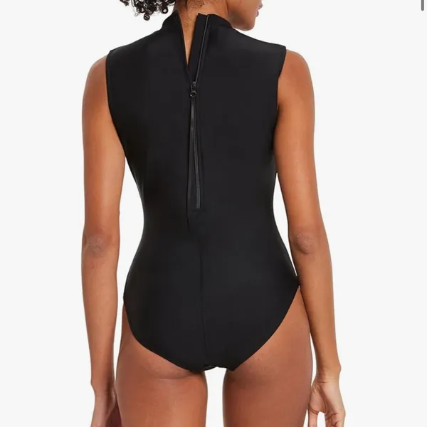 Baleaf Athletic One Piece Swimsuit Back Zip High Neck Training Sport Swimwear - Image 2