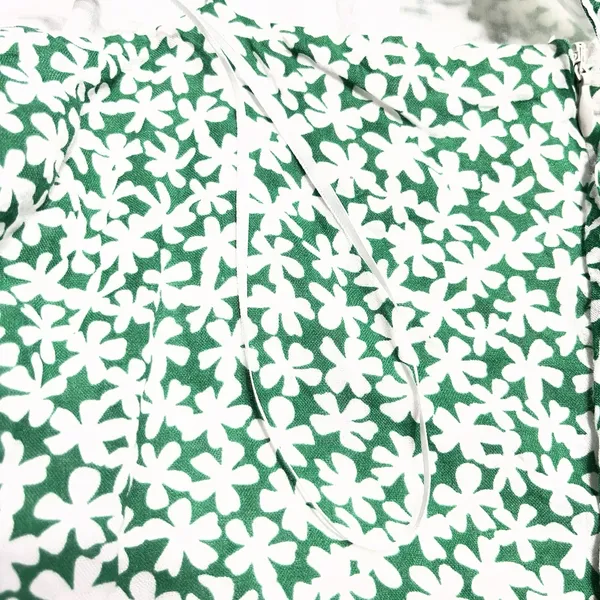 Le Lis Floral Print Tie-Front‎ Mini Dress Green & White Women's Size Large - Image 12