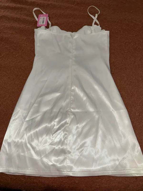 Edikted White Satin Dress Mini - Image 2