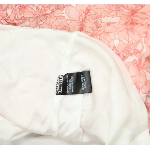 NEW Studio By JPR Floral-Print Sheer Puff Sleeve Blouse Top Shell Pink / White M - Image 5
