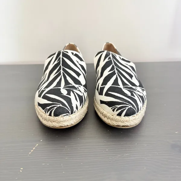M.Gemi Espadrilles Agio 39.5 Black White Tropical Floral Print Slip On Loafers - Image 9