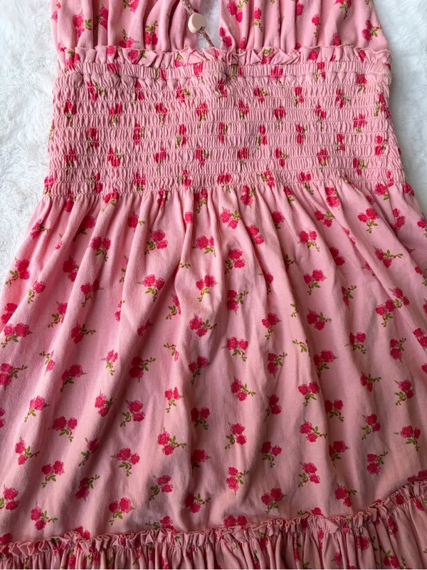 NWT Loveshackfancy Aisling Halter Cotton Mini Ruffle Dress - Image 7