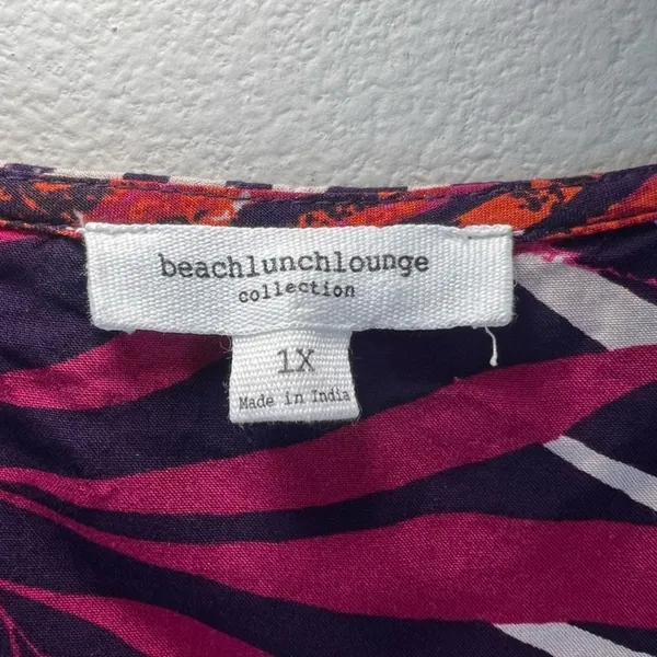 BeachLunchLounge Kayla Shift Dress Pink Purple Tropical Vacation Summer Flowy 1X - Image 2