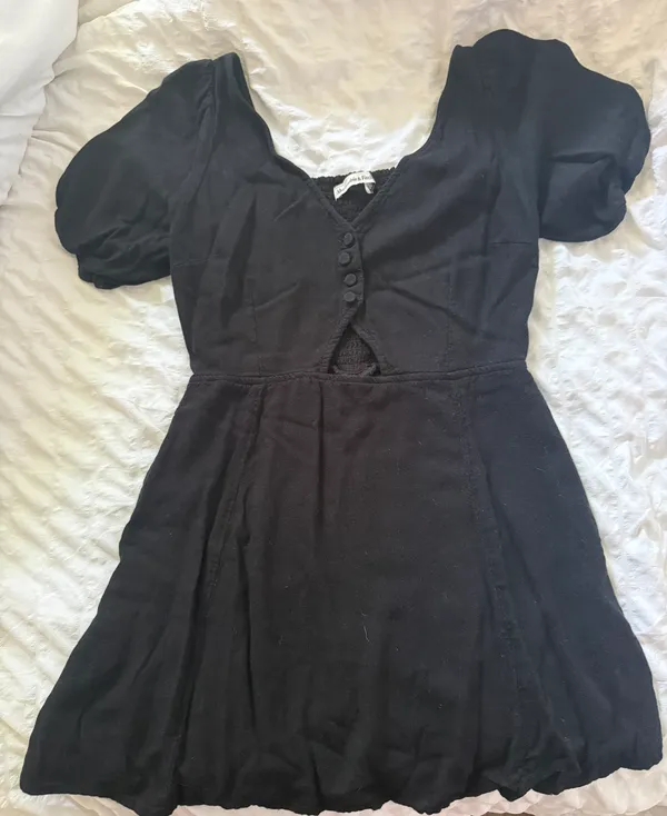 Abercrombie & Fitch black Puff Sleeve Mini Dress - Image 2