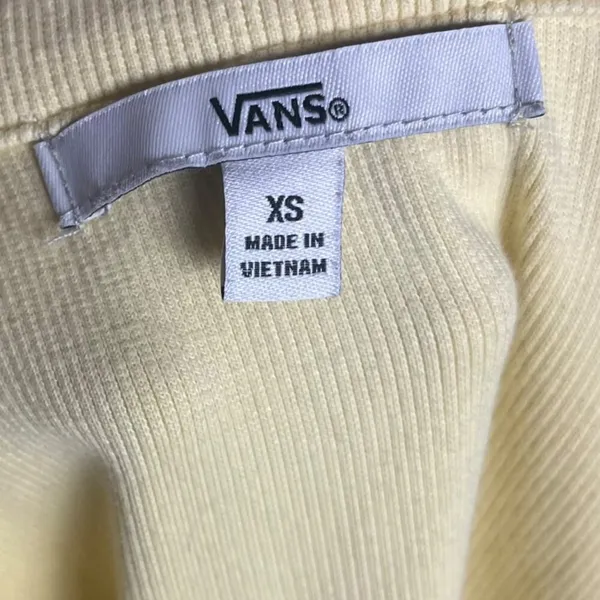 Vans Women's XS Cassie Polo Pale Yellow Casual V-neck Ribbed Skater Casual‎ - Image 5