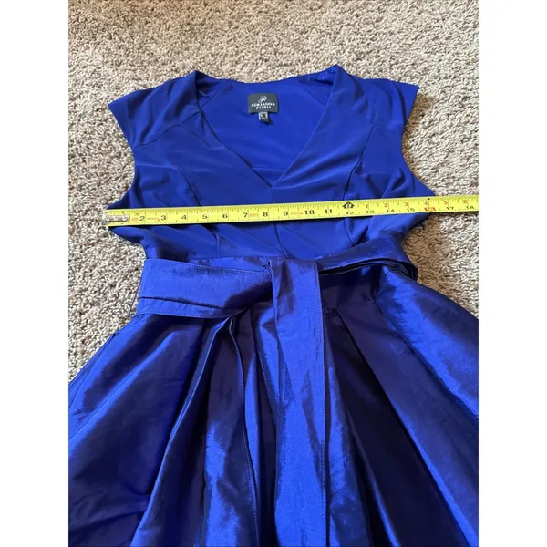 Adrianna Papell Royal Blue Jersey & Taffeta Fit & Flare Cocktail Dress Size 8 - Image 4