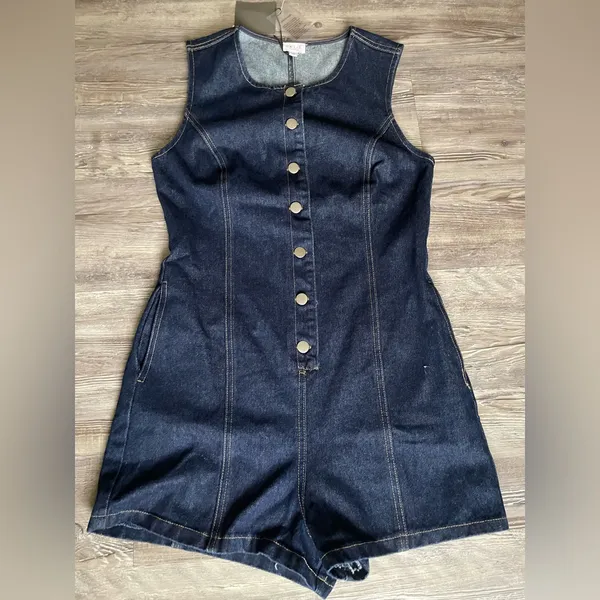Le Lis Dark Blue Denim Romper - Image 3