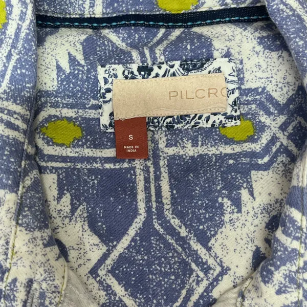 Anthropologie Pilcro Size S Blue Green Batik Long‎ Sleeve Button Up Top - Image 3