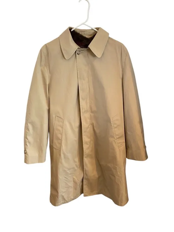 Vintage Adams Row Tan Trench Coat Brown Faux Fur zip-in lining Old money Classic - Image 3