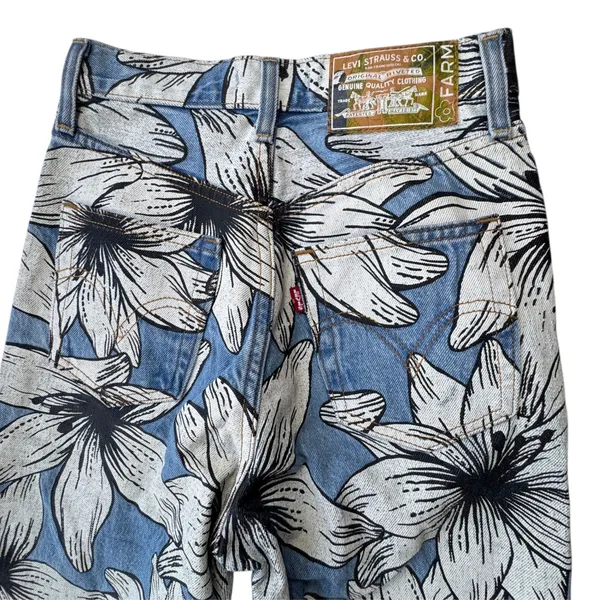 Levis x Farm Rio Ribcage Straight Jeans Womens 24 Blue Tropical Ankle High Rise - Image 6