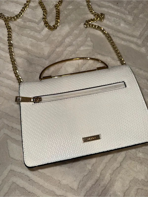Aldo White Textured Crossbody Bag Crossbody Bag with Gold - Image 7