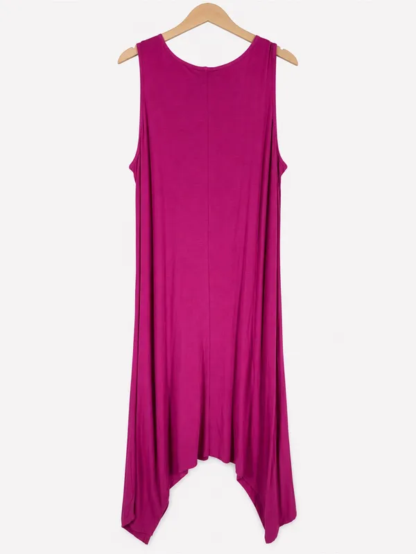 ANTTHONY Original Magenta Draped Handkerchief Hem Sleeveless‎ Maxi Dress XL NWT - Image 2